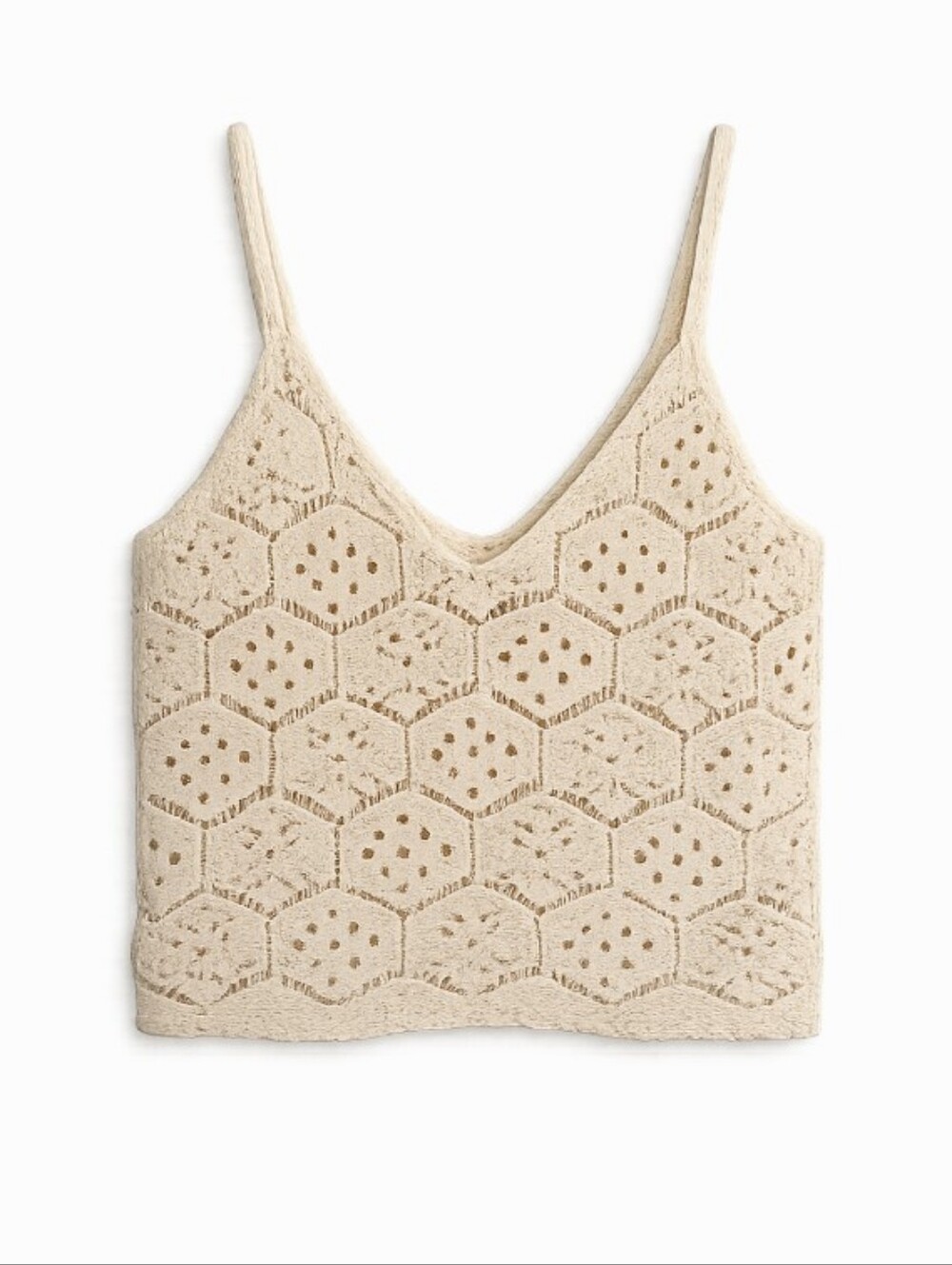 American Eagle Outfitters Womens XS Cream Cropped Crochet Tank Top Festival Boho